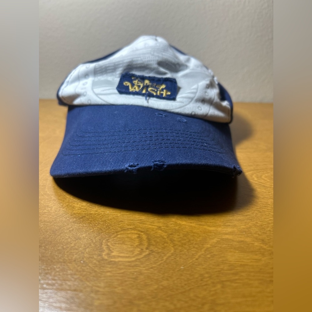 Disney Cruise Line Disney Wish Distressed Baseball Hat Navy Blue White Defective